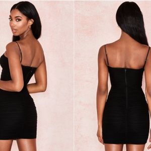House of CB - Ella Black Ruched Mesh Mini Dress